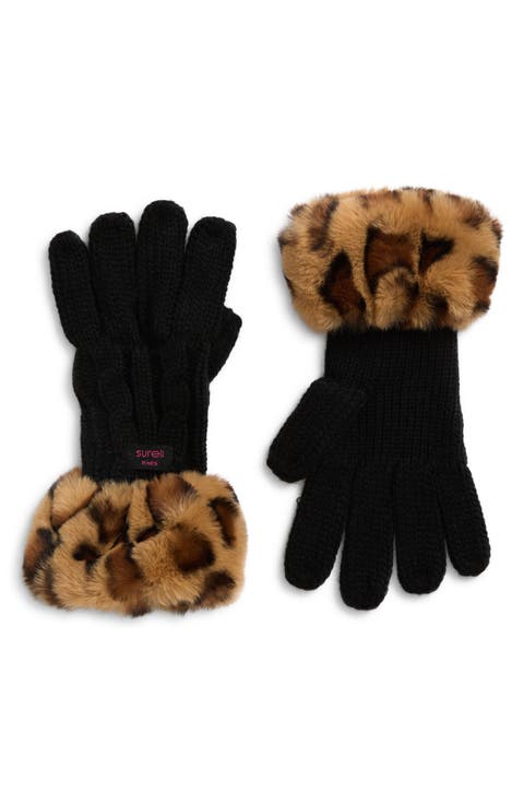 Kids' Faux-Fur Cuff Gloves