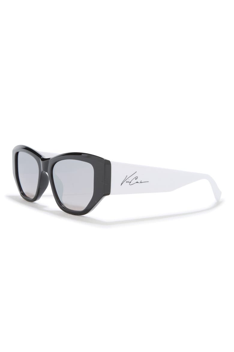 52mm Cat Eye Sunglasses, Alternate, color, BLACK WHITE