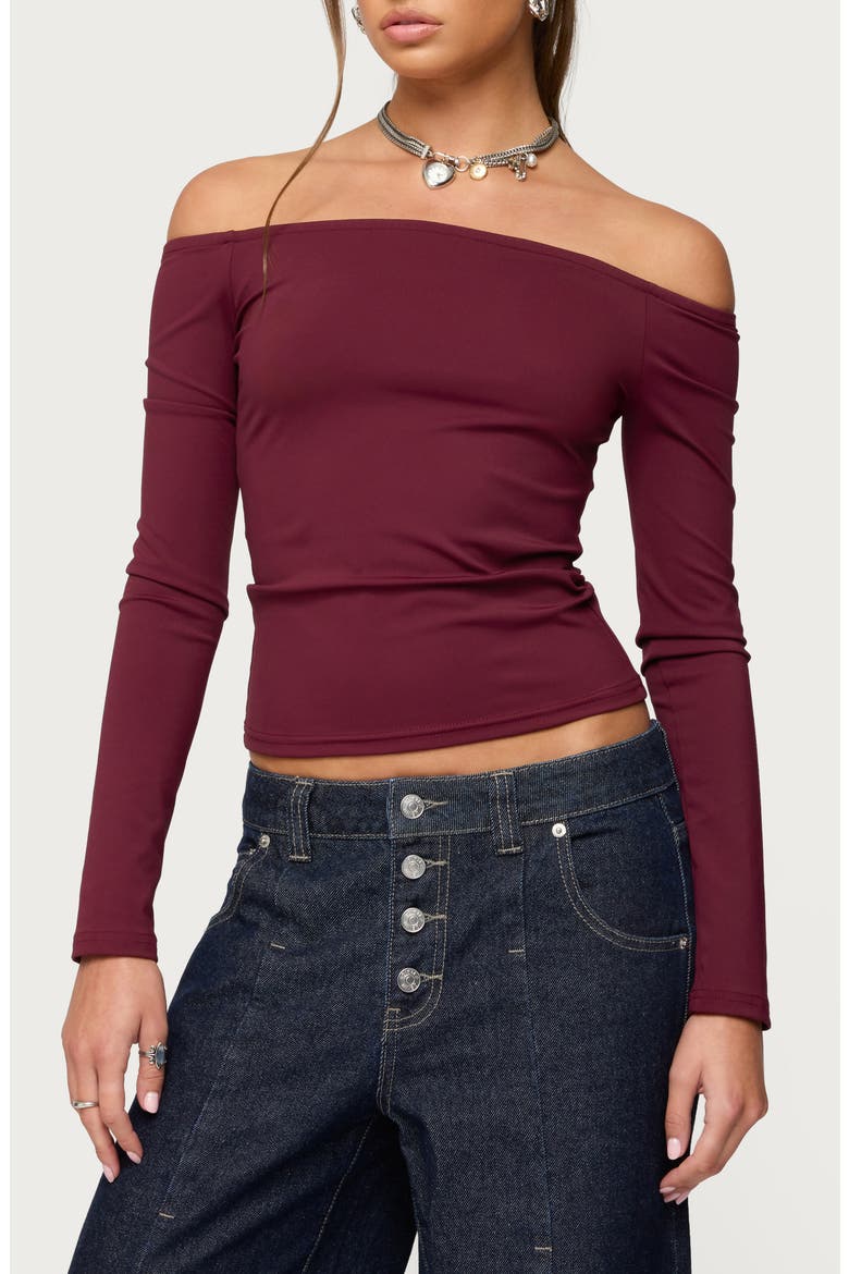 Katie Off the Shoulder Long Sleeve Top, Main, color, PURPLE