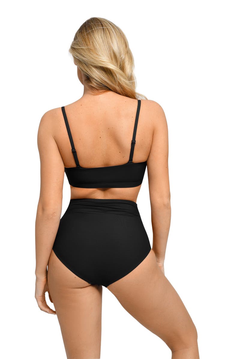 Popilush Shapewear Bust-Enhancing Draped Bikini Top, Alternate, color, Midnight Black