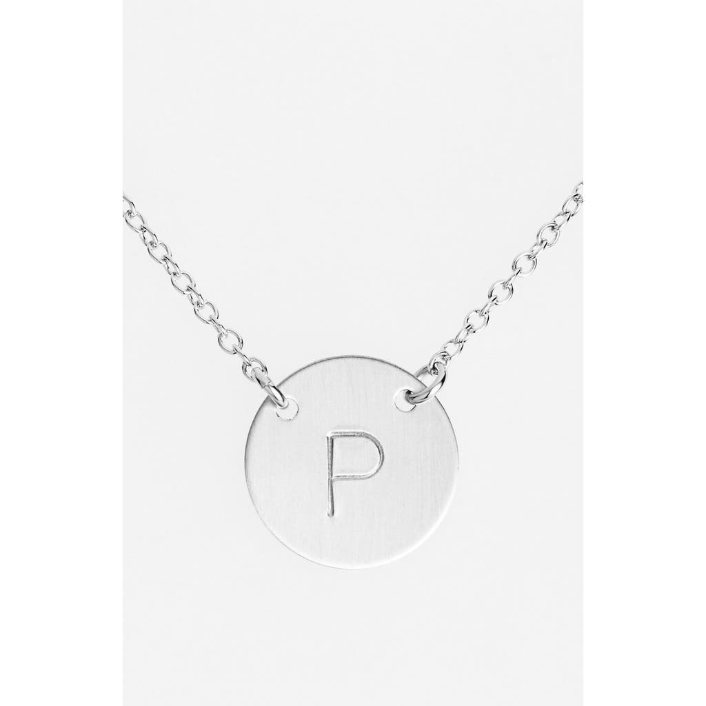Nashelle Sterling Silver Initial Disc Necklace in Sterling Silver P at Nordstrom