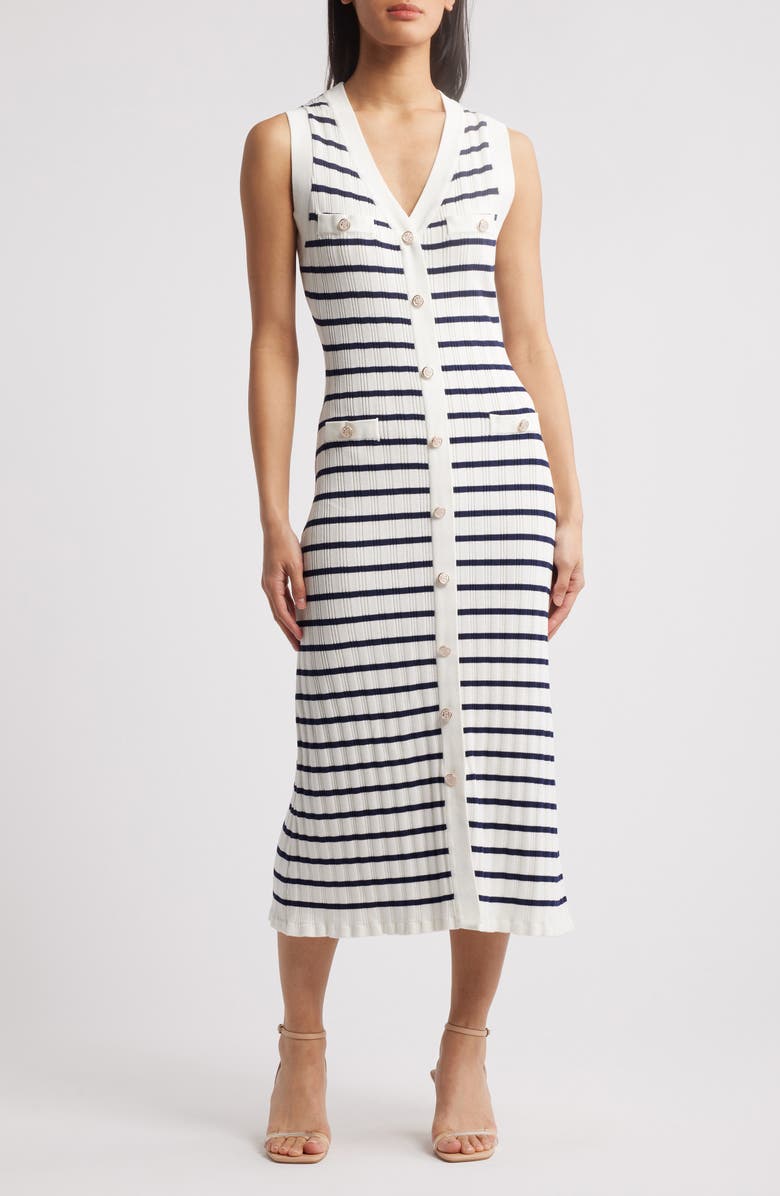 ZOE AND CLAIRE Stripe Sleeveless Sweater Dress, Main, color, 
