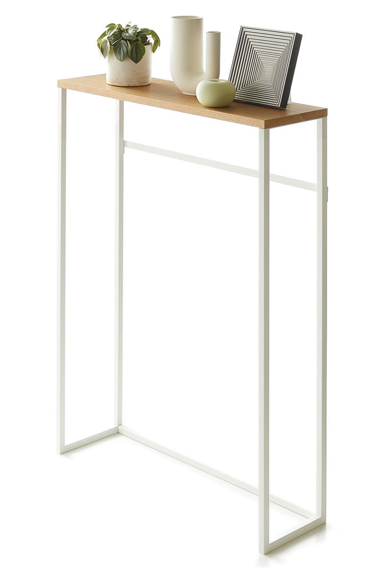 Narrow Entryway Wood Top Console Table, Alternate, color, WHITE