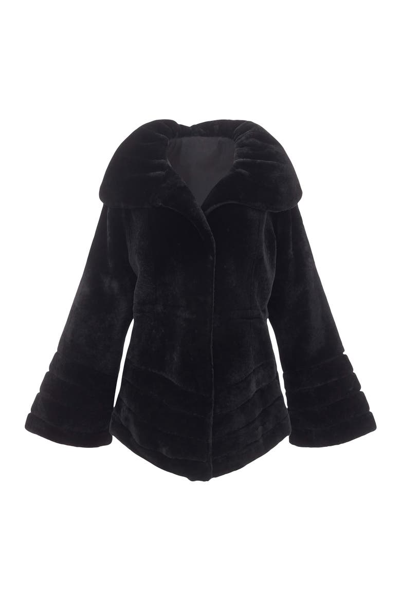 Genuine Shearling Jacket Reversible To Taffeta, Alternate, color, BLACK/BLACK