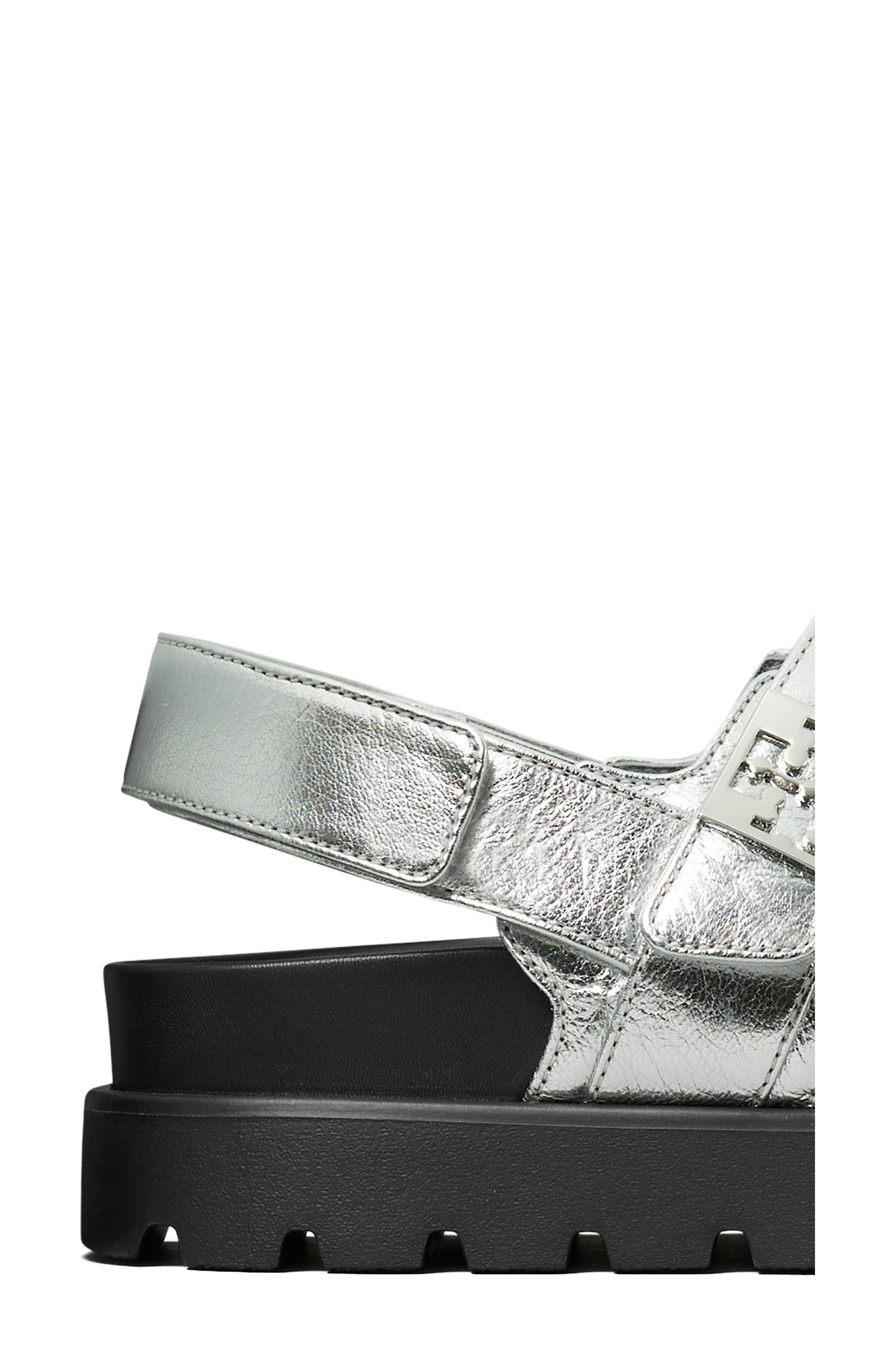 Tory Burch Mellow Sport Sandal, Alternate, color, Silver / Perfect Black