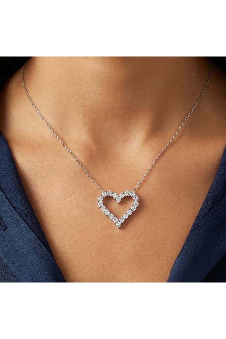 1Ct Diamond Heart Pendant 14k Gold Lab Grown 3/4" Tall Necklace, Alternate, color, 14k Rose Gold