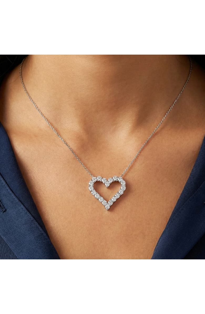 Bliss Diamond 1Ct Diamond Heart Pendant 14k Gold Lab Grown 3/4" Tall Necklace, Alternate, color, 14K White Gold