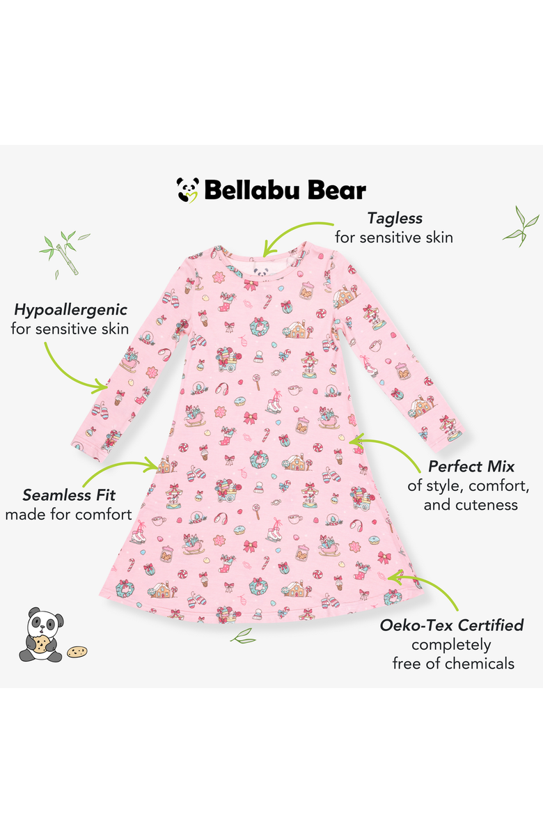 Bellabu Bear Kids' Candy Cane Lane Long Sleeve Dress, Alternate, color, Candy Cane Lane