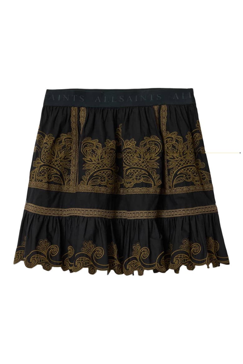 Katya Embroidered Cotton Miniskirt, Alternate, color, BLACK/ KHAKI