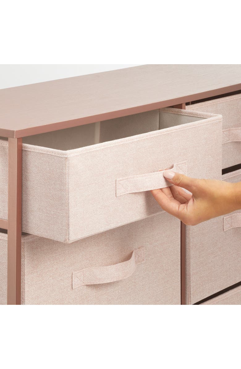mDesign Tall Storage Dresser Furniture, 8 Slim Fabric Drawers, Alternate, color, Pink
