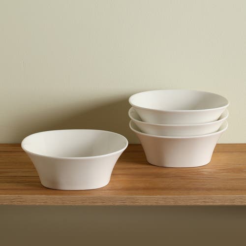 Stone Lain Quadro Porcelain 4-piece Bowl Set In White