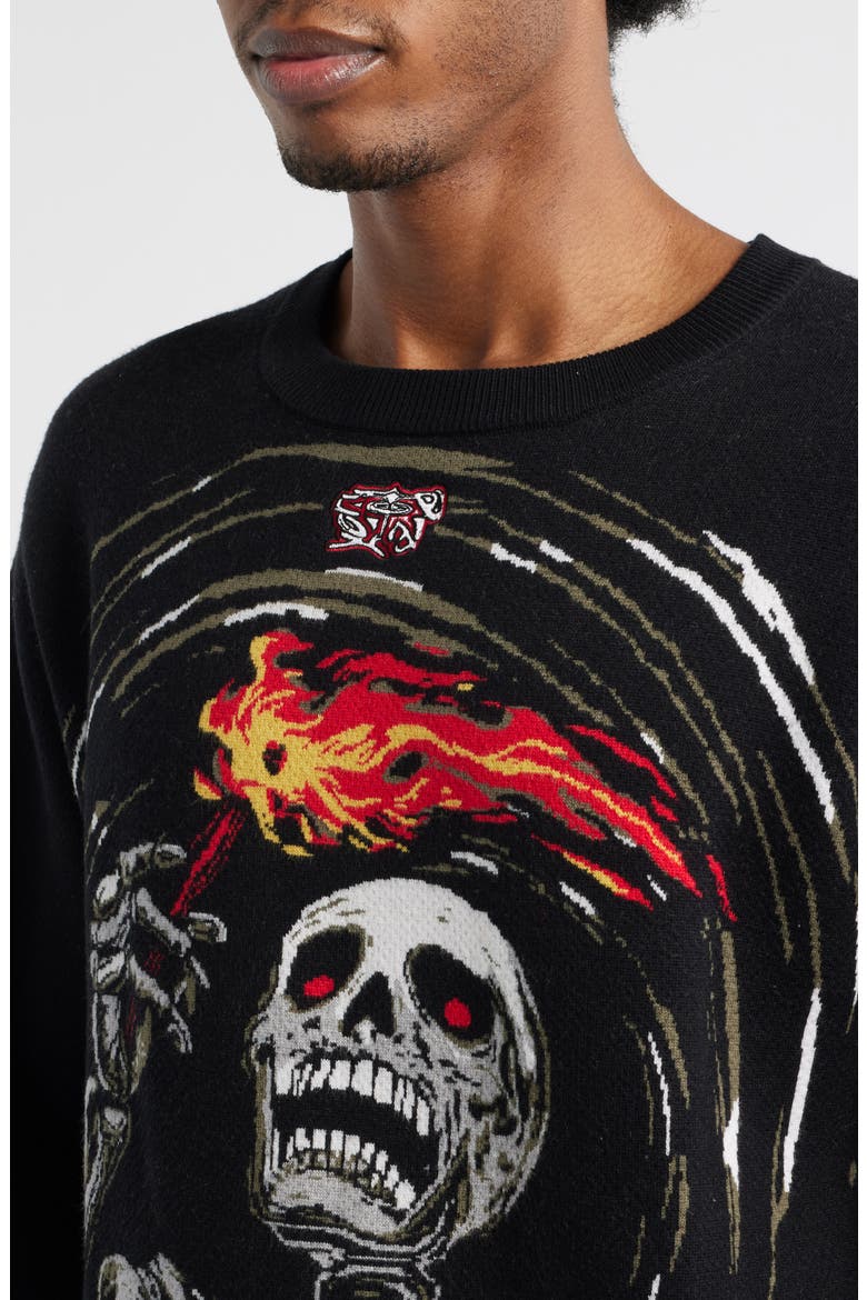 Flame Sweatshirt, Alternate, color, BLACK