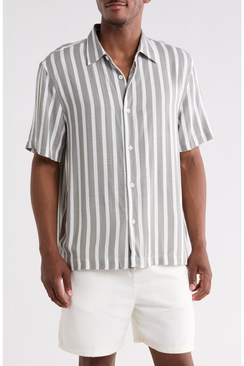 Stripe Short Sleeve Button-Up Shirt, Main, color, WHITE