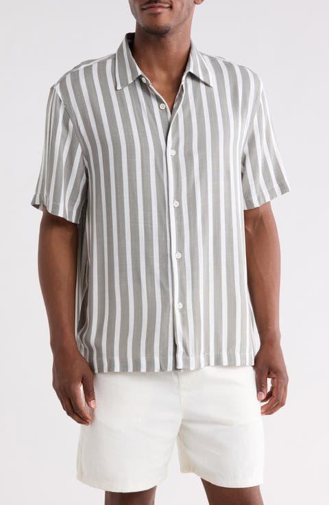 Stripe Short Sleeve Button-Up Shirt