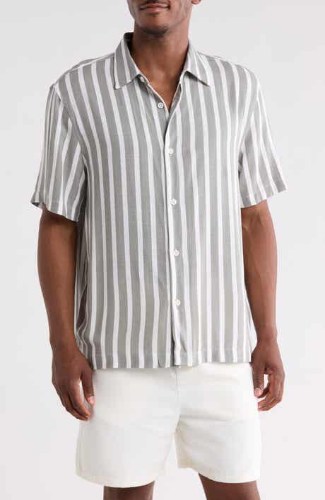 DENIM AND FLOWER Stripe Short Sleeve Button-Up Shirt