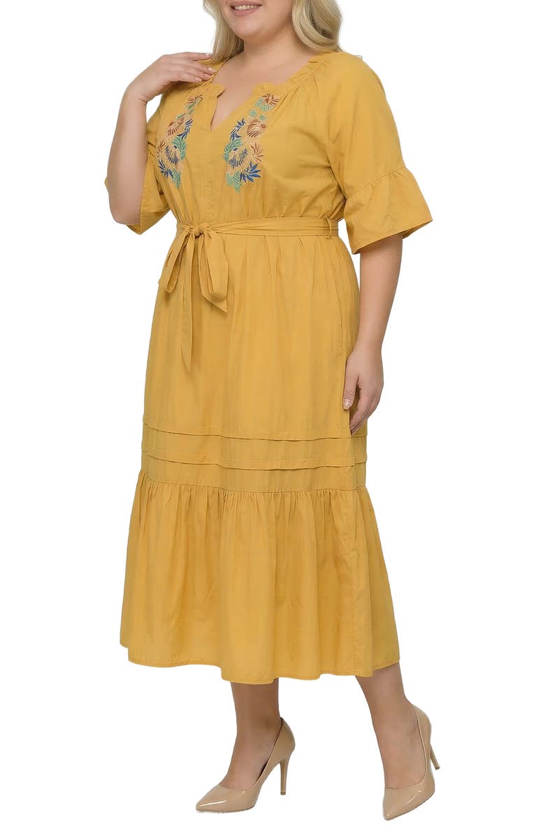 Standards & Practices Boho Embroidered Midi Dress, Alternate, color, 