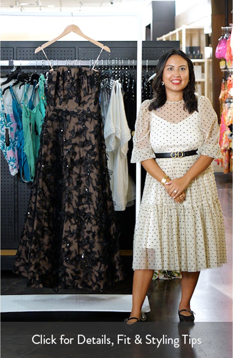 Celine Sequin 3D Floral Gown, sales video thumbnail