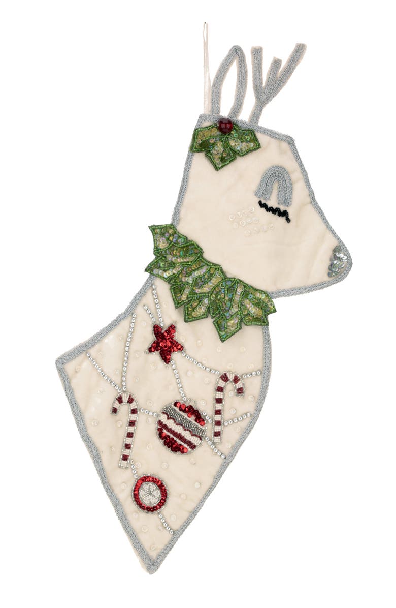 Mark Roberts Christmas Reindeer Stocking, Main, color, Cream