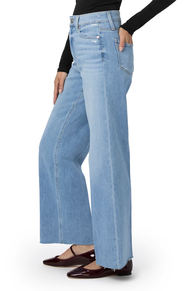 PAIGE Anessa Raw Hem High Waist Wide Leg Jeans, Alternate, color, Helena