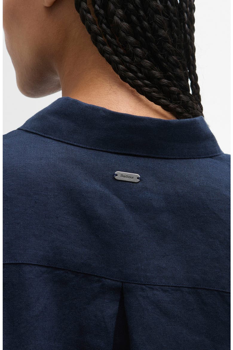 Marine Linen Button-Up Shirt, Alternate, color, NAVY