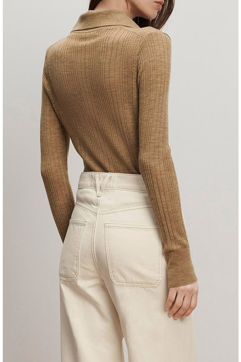 Rouni Johnny Collar Wool Sweater, Alternate, color, DARK KHAKI