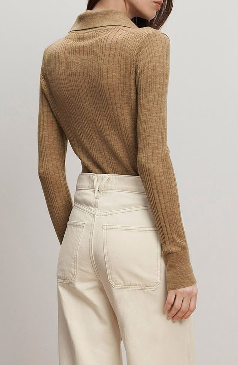 Veronica Beard Rouni Johnny Collar Wool Sweater, Alternate, color, Dark Khaki