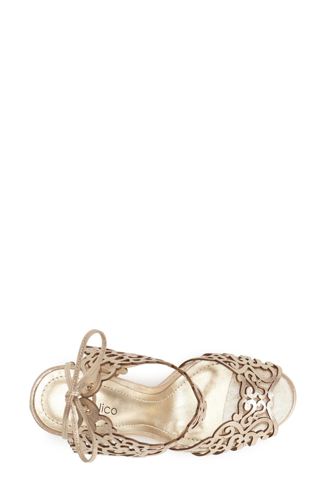 'Moxie' Laser Cutout Wedge Sandal, Alternate, color, CHAMPAGNE GLOSS
