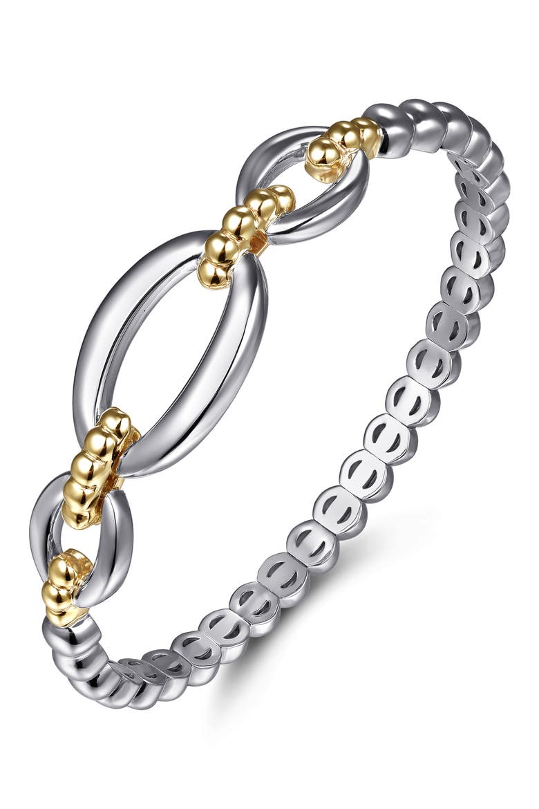 Bujukan Sterling Silver & 14K Gold Open Bangle Bracelet, Alternate, color, SILVER/ 14K YELLOW GOLD