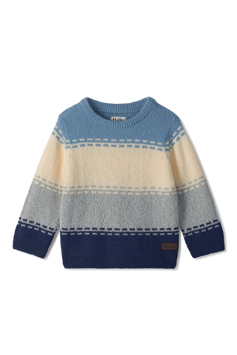 Colorblock Stripe Crewneck Sweater, Main, color, GREY/ BLUE