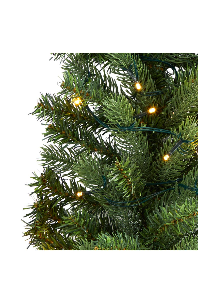 NEARLY NATURAL 3-ft Flat Back Wall Hanging Artificial Christmas Tree with 35 Clear LED Lights, Alternate, color, Green