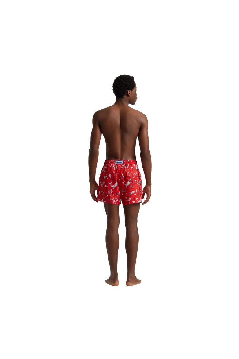 Men Stretch Short Swim Shorts Whales love, Alternate, color, poppy red