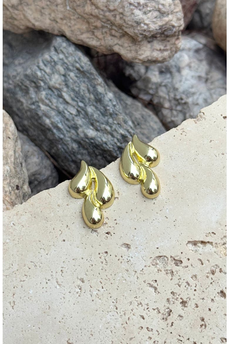 Triple Teardrop Stud Earrings, Alternate, color, GOLD