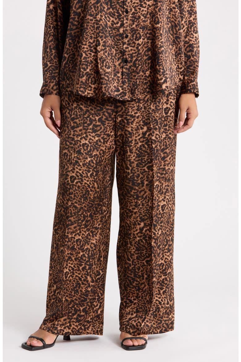 Leopard Print Wide Leg Pants, Main, color, WALNUT BLACK LEOPARD