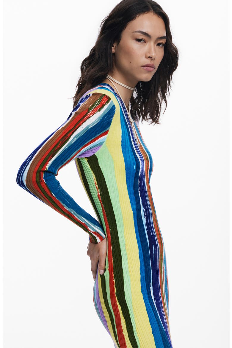 Paint Stripe Long Sleeve Minidress, Alternate, color, BLUE