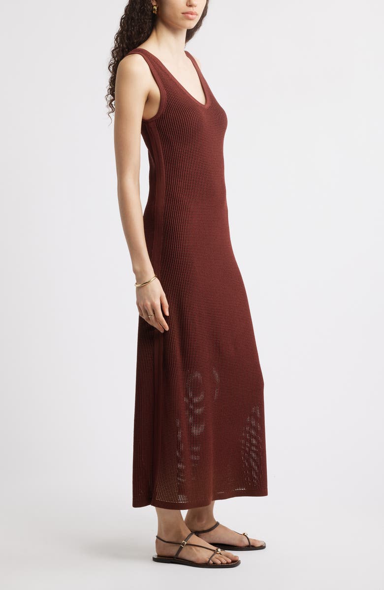 Nordstrom Sleeveless Open Stitch Maxi Sweater Dress, Alternate, color, Brown Raisin