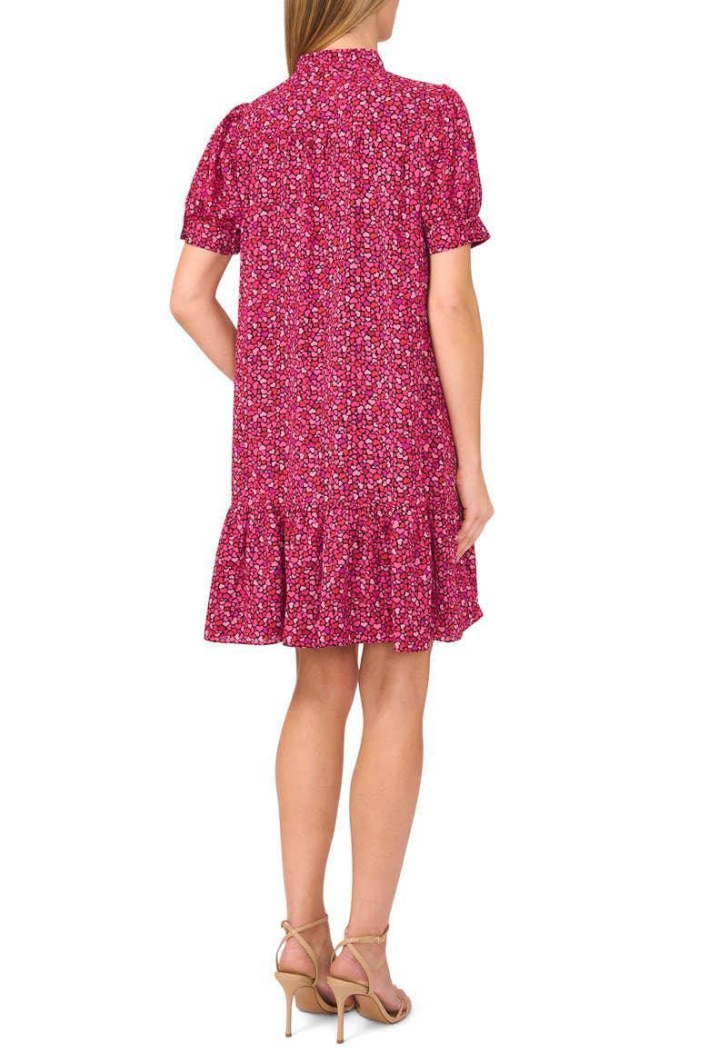 Heart Print Ruffle Hem Dress, Alternate, color, RICH BLACK
