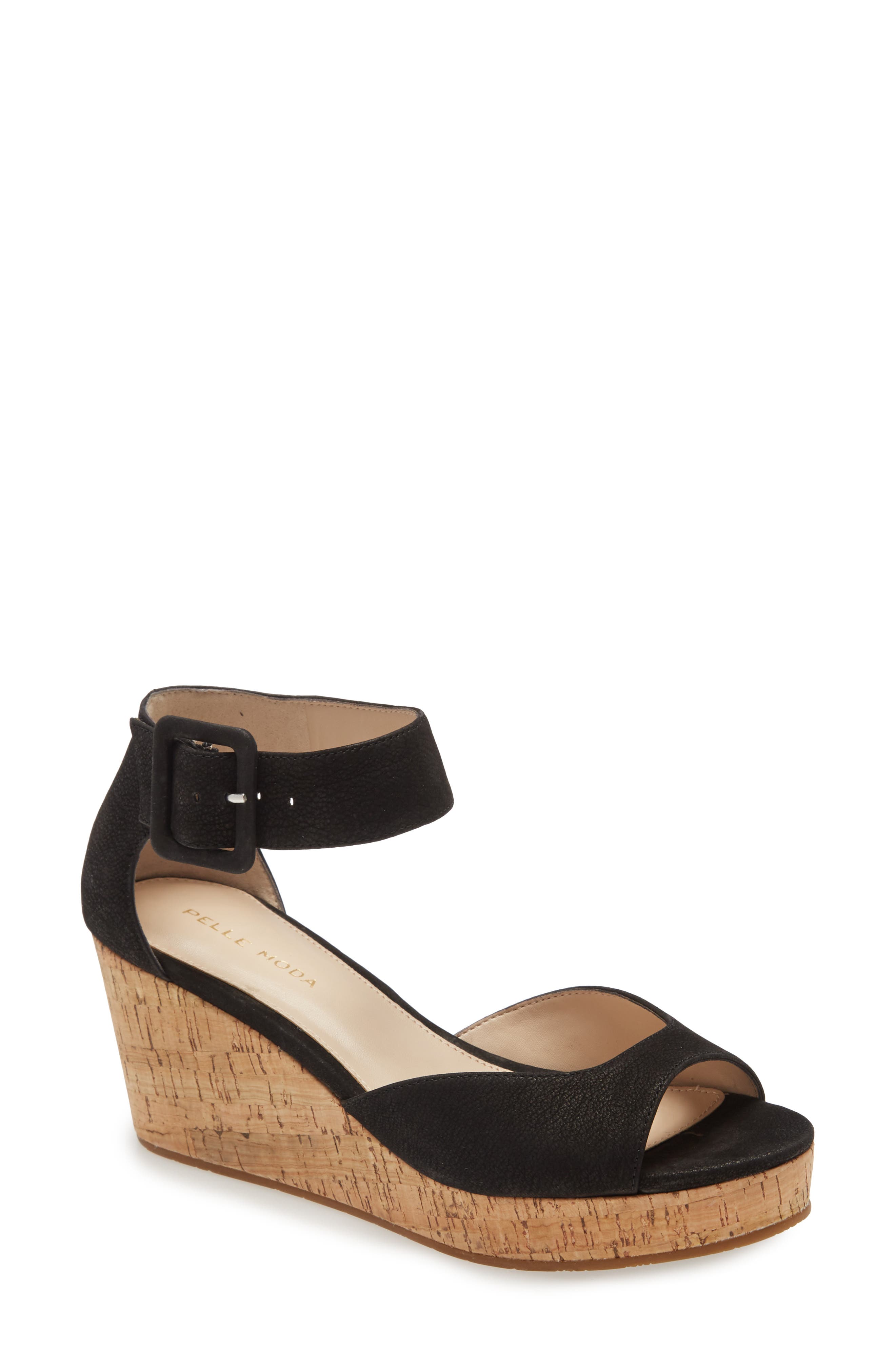 Koko Platform Wedge Sandal, Main, color, BLACK NUBUCK LEATHER