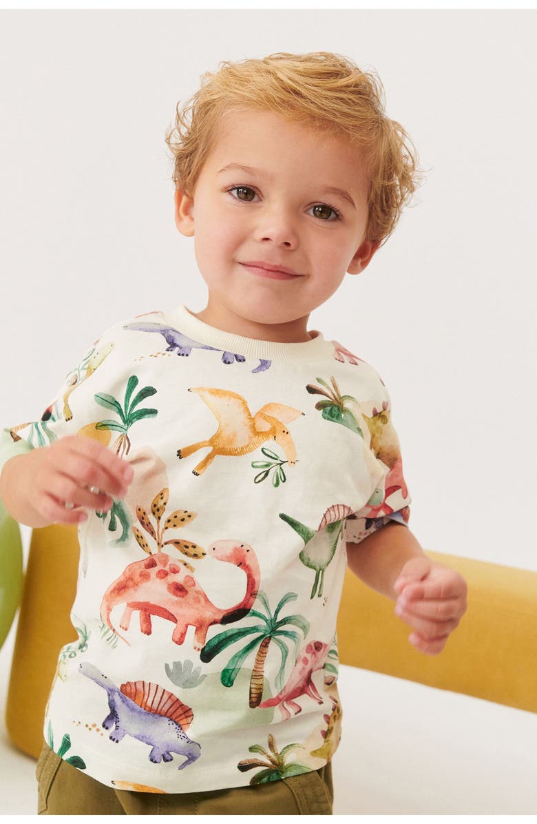 NEXT Kids' Dinosaur Print Cotton T-Shirt, Alternate, color, 