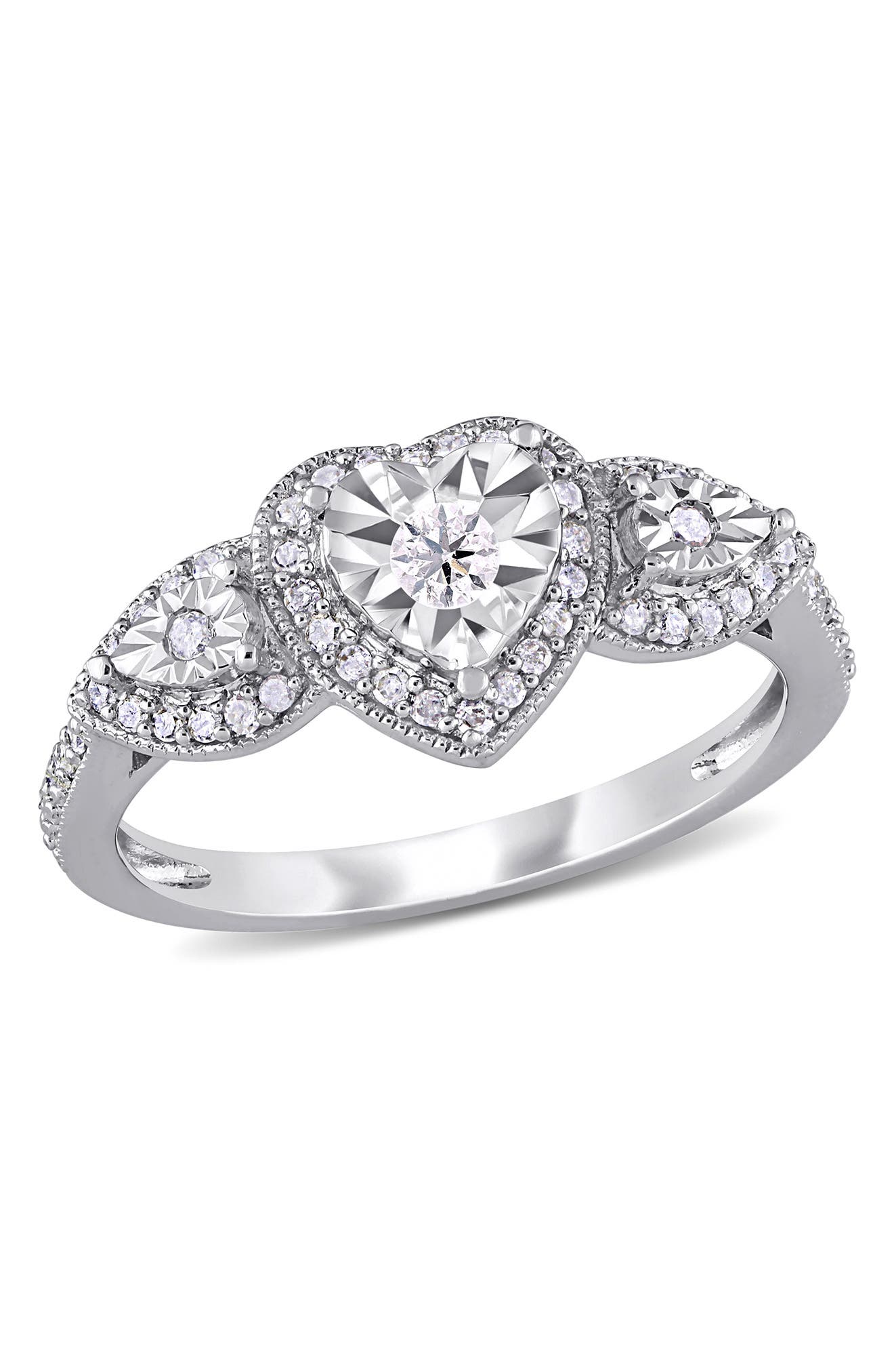 DELMAR Triple Diamond Heart Ring