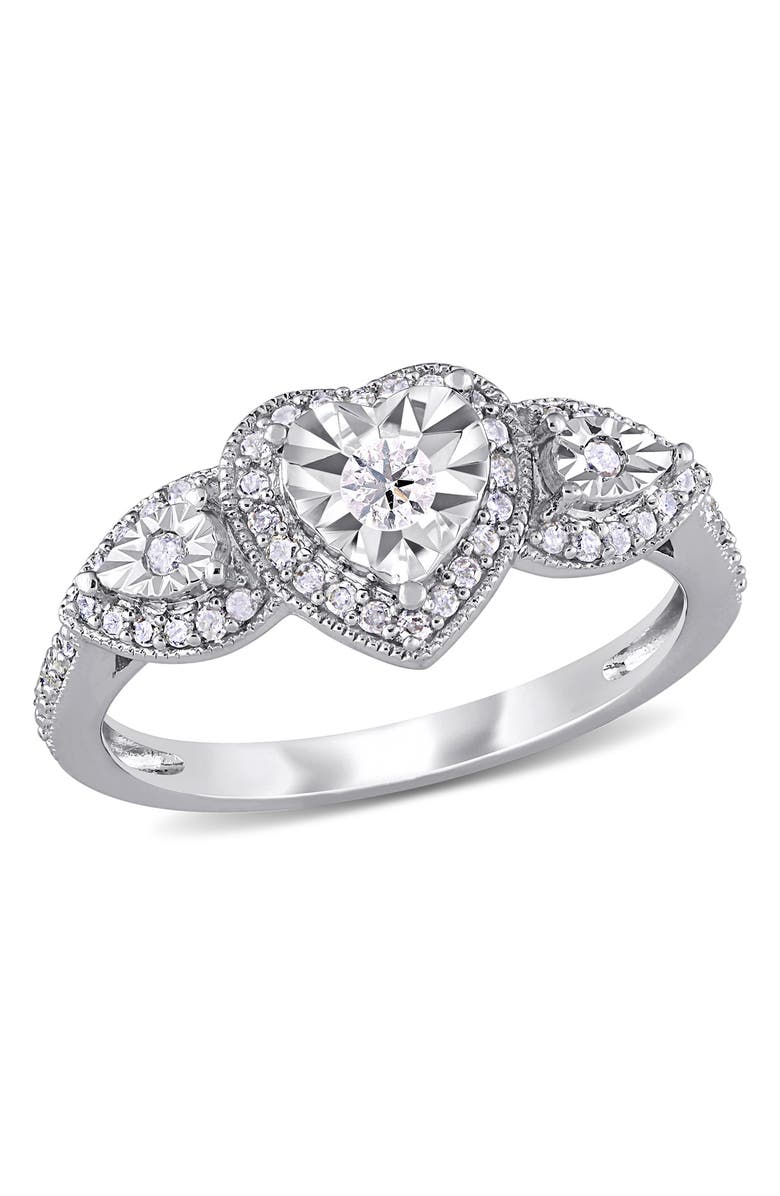 DELMAR Triple Diamond Heart Ring, Main, color, 