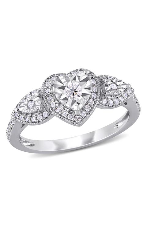 Triple Diamond Heart Ring