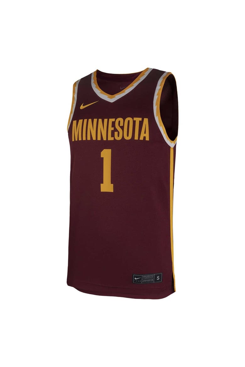 Men's Nike #1 Maroon Minnesota Golden Gophers Team Replica Basketball Jersey, Alternate, color, Maroon