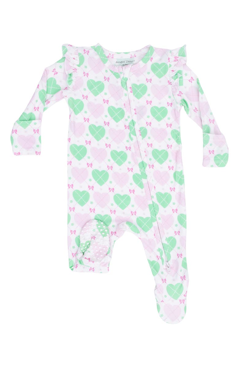 Angel Dear Heart Argyle Zip Footie, Main, color, 