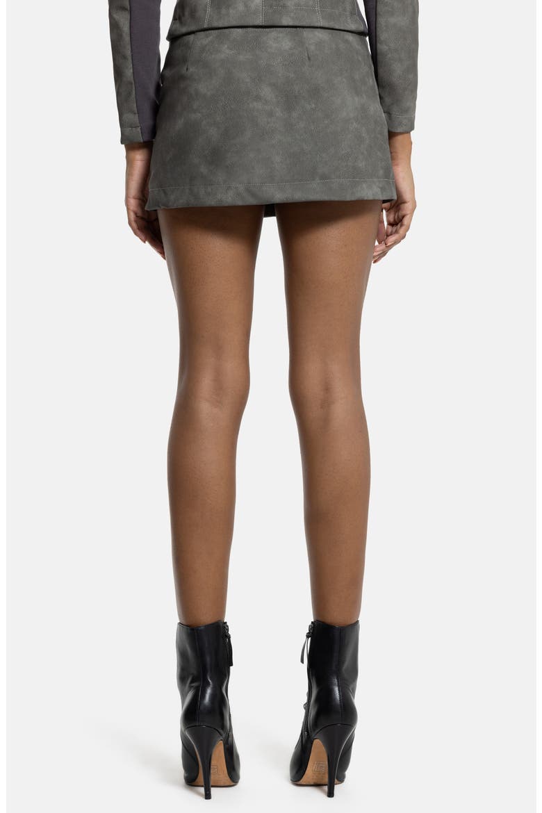 Faux Leather Miniskirt, Alternate, color, GREY