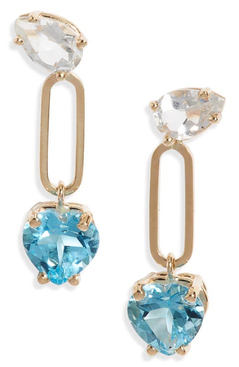 Heart Topaz Drop Earrings