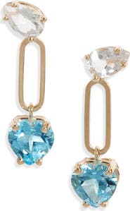 Poppy Finch Heart Topaz Drop Earrings