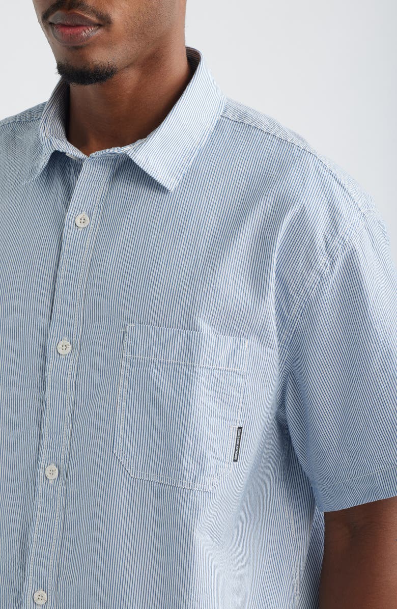 Brooklyn Industries Stripe Short Sleeve Cotton Button-Up Shirt, Alternate, color, Blue Striped