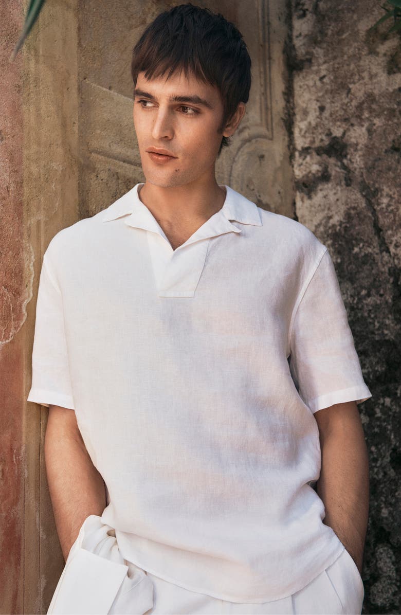 MANGO Lyocell & Linen Blend Polo, Alternate, color,