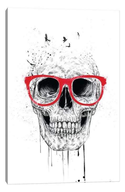 Skull With Red Glasses by Balazs Solti, 14"x19"