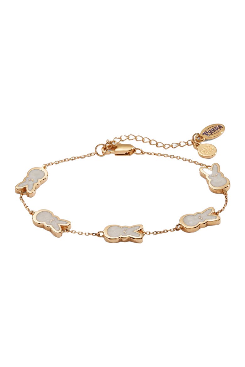 Peeps® Pearlized Bunny Bracelet, Main, color, Gold